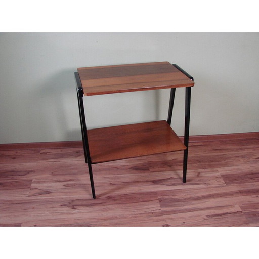 Mesa auxiliar vintage de chapa de madera, Polonia, 1970