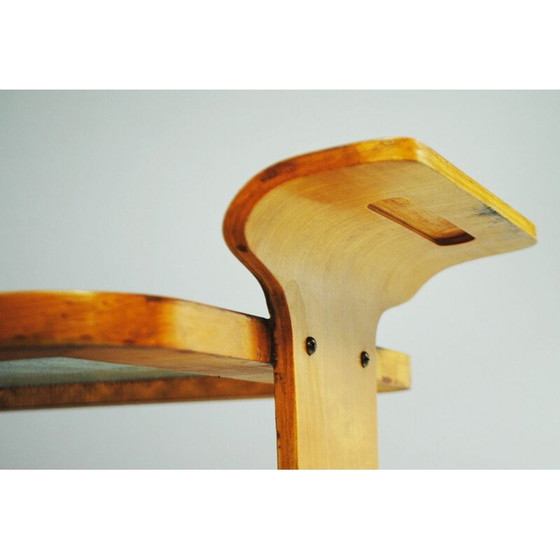 Image 1 of Vintage tea cart in beech wood and glass by Willem Lutjens for Gouda den Boer, The Netherlands 1953