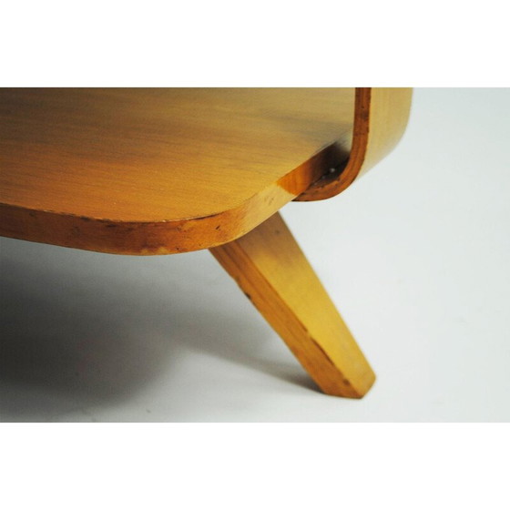 Image 1 of Vintage tea cart in beech wood and glass by Willem Lutjens for Gouda den Boer, The Netherlands 1953
