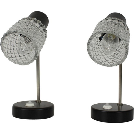 Pair of vintage table lamps by Kamenický Šenov, Czechoslovakia 1960s