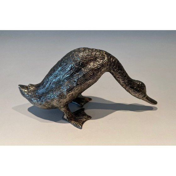 Image 1 of Vintage silver-plated bronze duck, 1970
