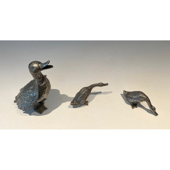 Image 1 of Vintage silver-plated bronze duck, 1970