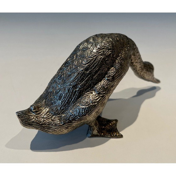 Image 1 of Vintage silver-plated bronze duck, 1970