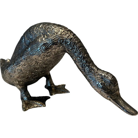 Image 1 of Vintage silver-plated bronze duck, 1970