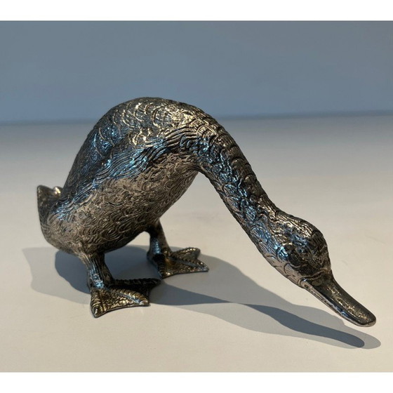 Image 1 of Vintage silver-plated bronze duck, 1970