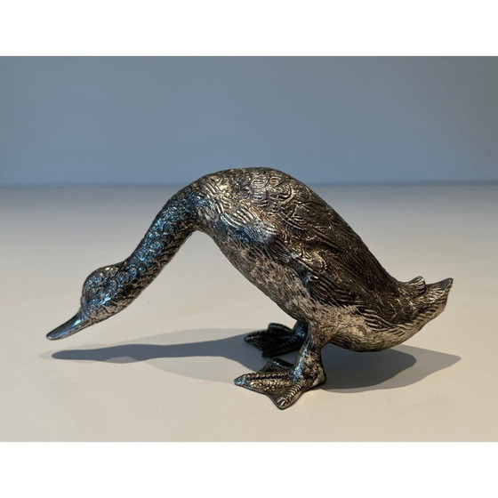 Image 1 of Vintage silver-plated bronze duck, 1970