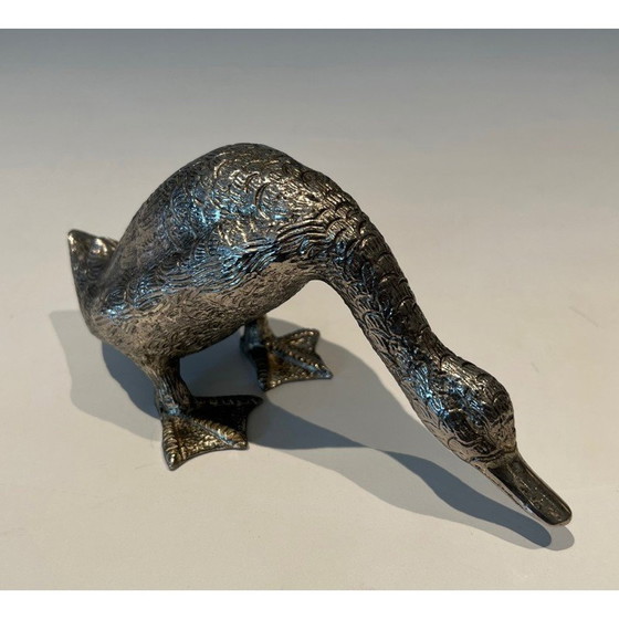 Image 1 of Vintage silver-plated bronze duck, 1970