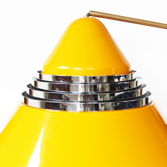Image 1 of Lampada a sospensione vintage a cono giallo di Kazuo Motozawa per il personale, anni '70