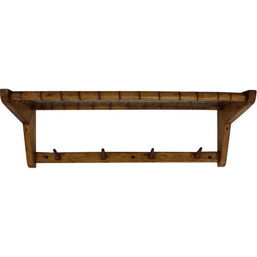 Vintage wooden wall-mounted coat rack for ULUV Krasna Jizba, Czechoslovakia 1960