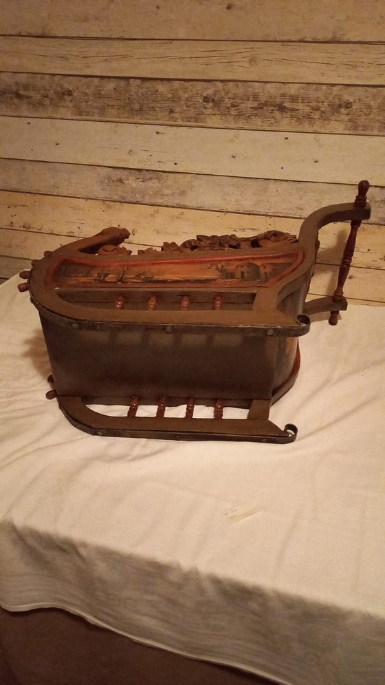 Image 1 of Beautiful antique wooden doll's sleigh