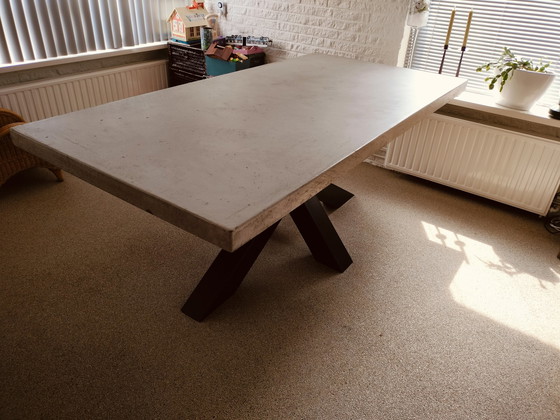 Image 1 of Table With Concrete Look Top