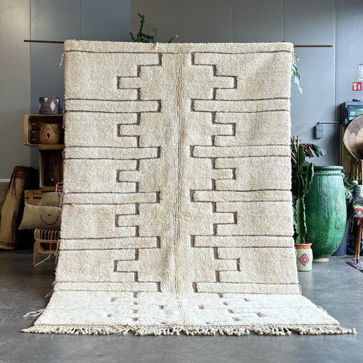 "Tula" - Modern White Moroccan Wool Rug - 180x280 cm