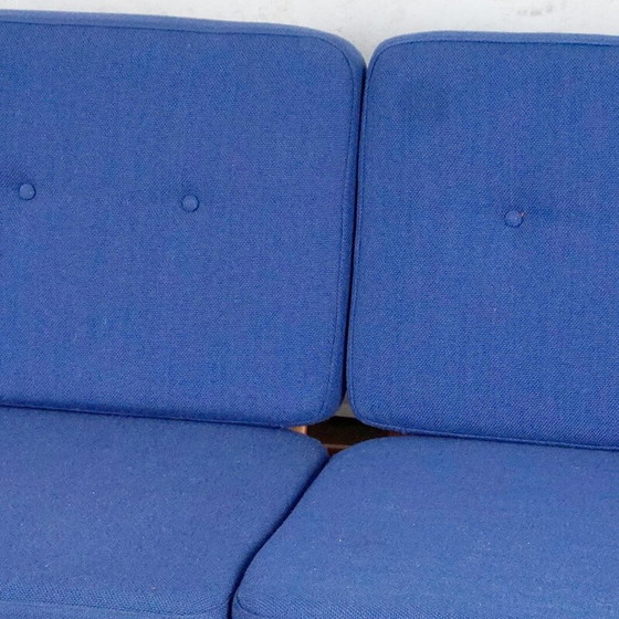 Image 1 of Vintage Scandinavian sofa in teak and blue fabric by A.W. Iversen for Komfort, Denmark 1960