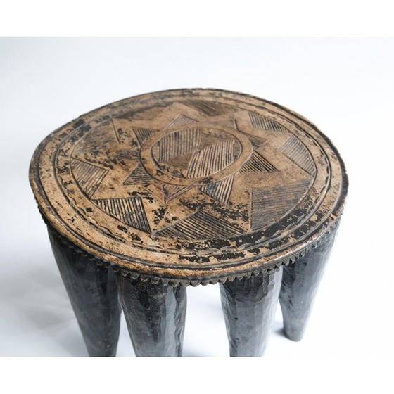 Image 1 of Vintage hand-carved wooden stool, Nigeria 1950