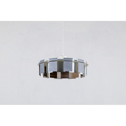 Vintage Danish grey and white metal pendant lamp, 1960
