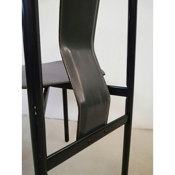 Image 1 of Set of 4 vintage Italian leather Irma chairs by Achille Castiglioni for Zanotta