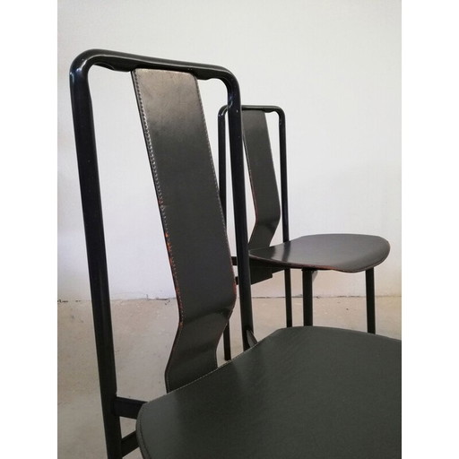 Set of 4 vintage Italian leather Irma chairs by Achille Castiglioni for Zanotta