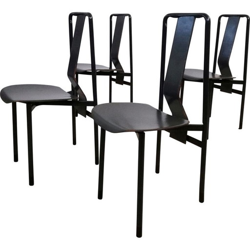 Set of 4 vintage Italian leather Irma chairs by Achille Castiglioni for Zanotta