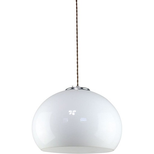 Vintage white long cord suspension by Guzzini