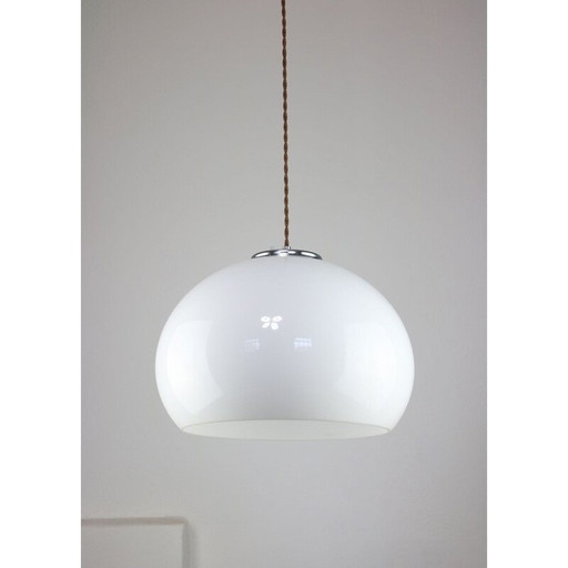 Vintage white long cord suspension by Guzzini