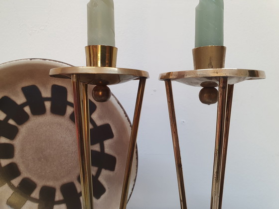 Image 1 of Set Brass Candlestick/Candle Holder 1960s.