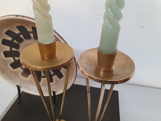 Image 1 of Set Brass Candlestick/Candle Holder 1960s.