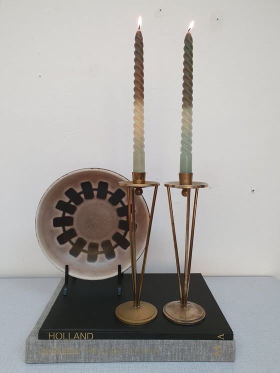 Image 1 of Set Brass Candlestick/Candle Holder 1960s.