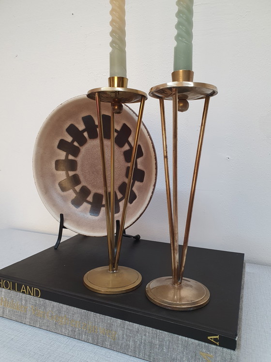 Image 1 of Set Brass Candlestick/Candle Holder 1960s.