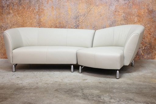 Reupholstered Leather Leolux Pupilla Corner Sofa