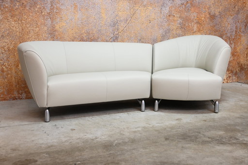 Reupholstered Leather Leolux Pupilla Corner Sofa