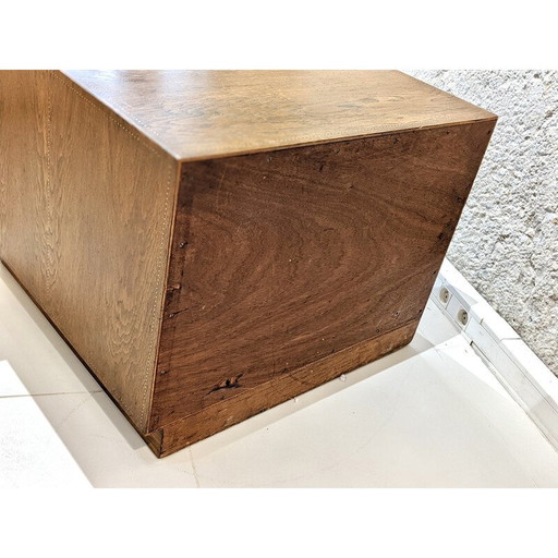Vintage walnut and brass chest of drawers by André Sornay, 1950s