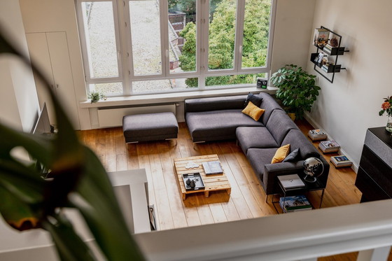 Image 1 of Gray Armchair Corner Sofa With Footstool