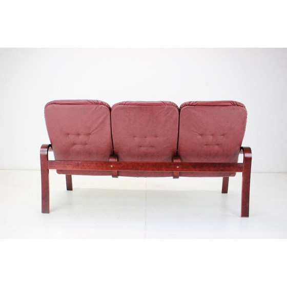 Image 1 of Vintage three-seater leather sofa by Ton, Czechoslovakia 1980