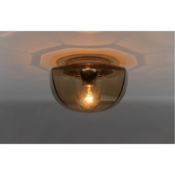 Image 1 of Lampada da soffitto vintage ottagonale in vetro fumé, Germania 1960