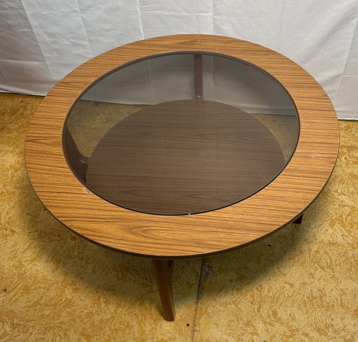 Mesa de centro redonda retro vintage de mediados de siglo de Schreiber, 1960