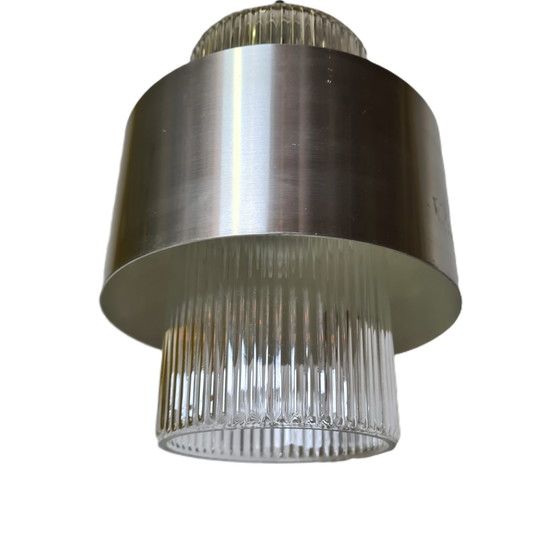 Image 1 of Philips designer aluminum and glass pendant lamp, 1960s