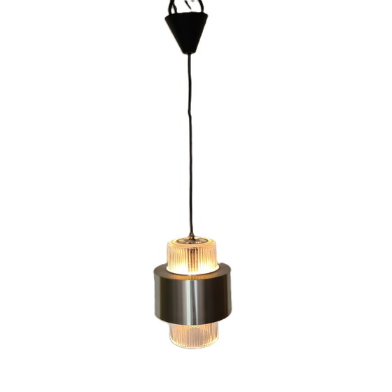 Image 1 of Philips designer aluminum and glass pendant lamp, 1960s