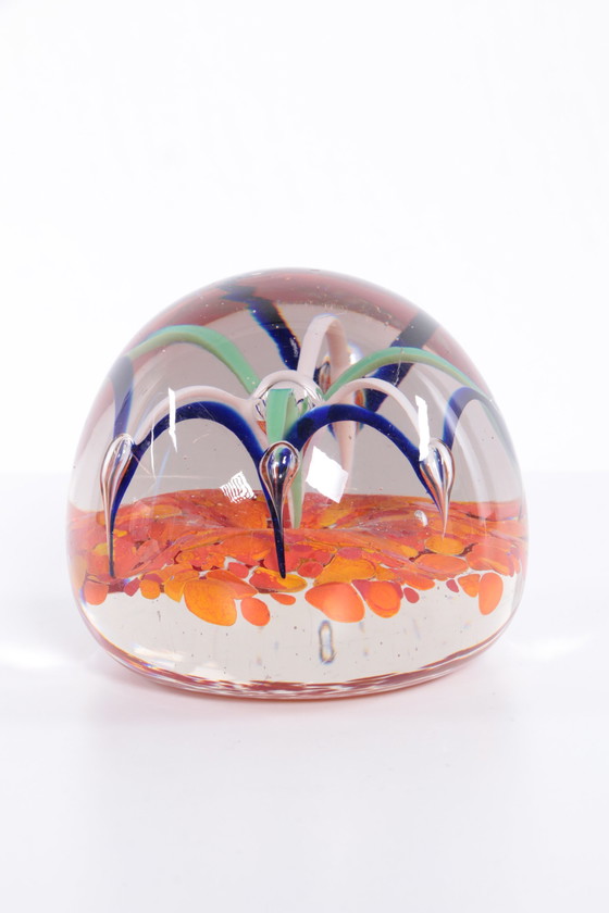 Image 1 of Paperweight orange with bows black/white/green