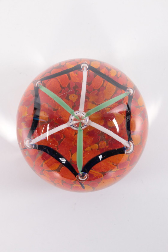 Image 1 of Paperweight orange with bows black/white/green