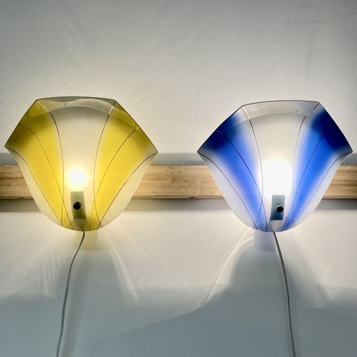 Pair of Scandinavian Design Glass Wall Lights 1950.