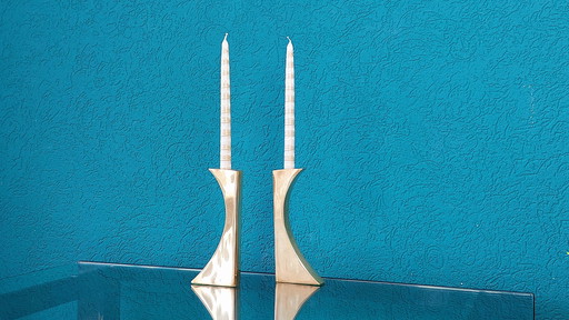 2X Brass Candle Holder 1970'S. 