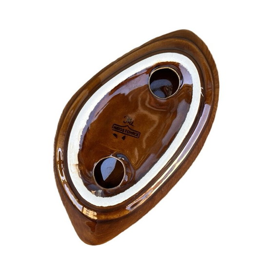 Image 1 of Vintage porcelain enameled leaf-shaped ashtray by A. Sadulski for Mirostowickie Zakłady Ceramiczne, 1970