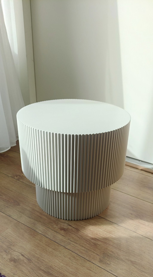 Modern Round Beige Wooden Side Table