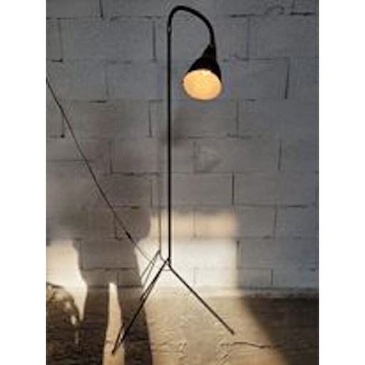 Vintage diabolo black metal floor lamp, 1960