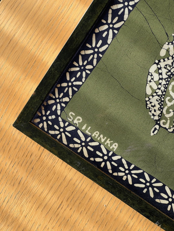 Image 1 of Opera d'arte batik dello Sri Lanka con cornice XL vintage