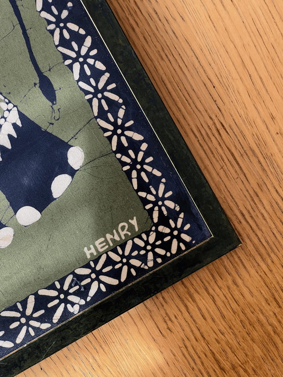 Image 1 of Opera d'arte batik dello Sri Lanka con cornice XL vintage