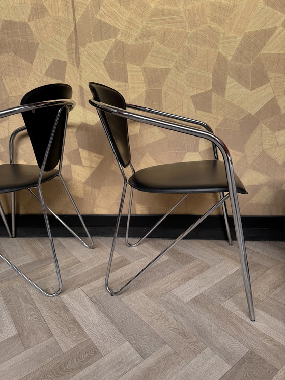 Image 1 of 4X Italian Design Tubular Frame Chairs (Effezeta)