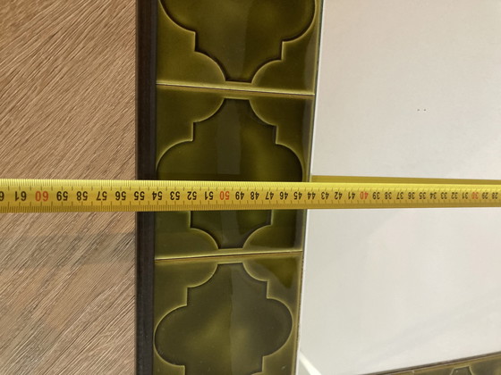 Image 1 of 1970s Mirror Ceramic Tiles With Wooden Frame