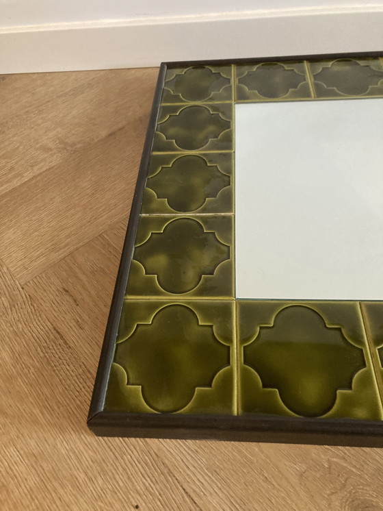 Image 1 of 1970s Mirror Ceramic Tiles With Wooden Frame