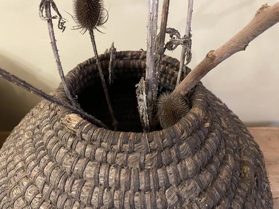 Image 1 of Antique Stromand Rye Straw Basket Period 1900 France